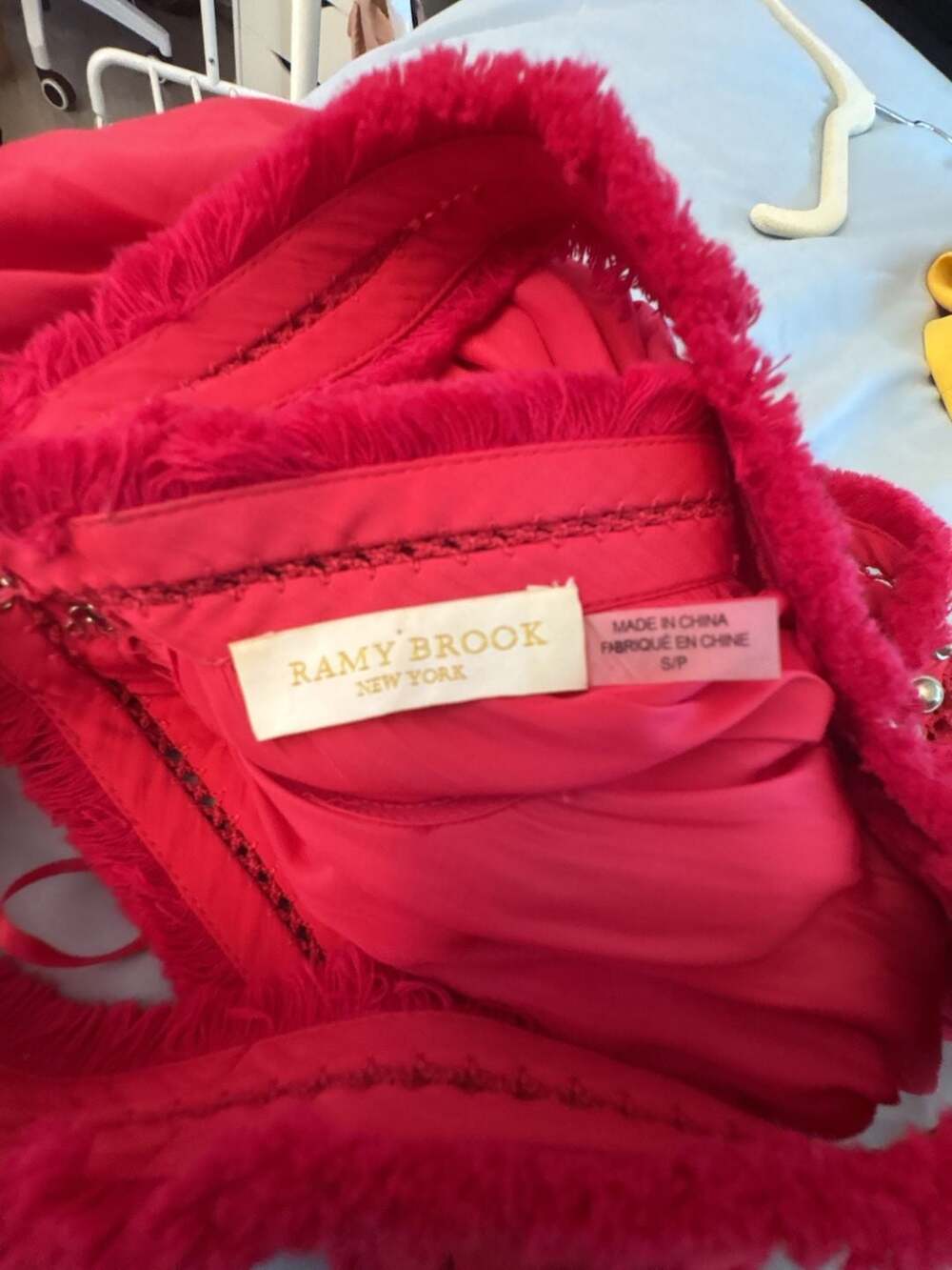 Ramy Brook Alara Hot Pink Halter Mini Dress with Studded Frayed Trim - Picture 9 of 9